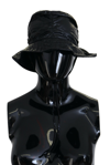 Dolce & Gabbana Black Quilted Faux Leather Women Bucket Cap Hat In Black