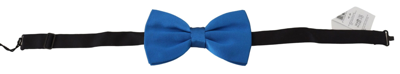 Dolce & Gabbana Blue Adjustable Men Neck Papillon Silk Bow Tie