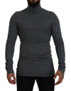 Dolce & Gabbana Dark Gray Nylon Turtleneck Pullover Sweater In Gray