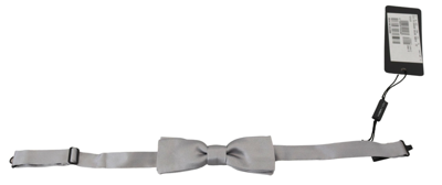 Dolce & Gabbana Grey Silk Adjustable Men Neck Papillon Bow Tie