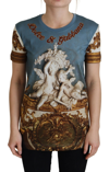 DOLCE & GABBANA MULTICOLOR DG LOGO ANGEL PRINTED SHIRT TOP