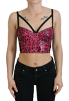 DOLCE & GABBANA PINK LEOPARD PRINT CROPPED BUSTIER CORSET TOP