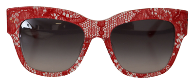 Dolce & Gabbana Red Dg4231f Lace Acetate Rectangle Shades Sunglasses