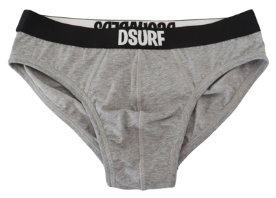 Dsquared² Gray Dsurf Logo Cotton Stretch Men Brief Underwear