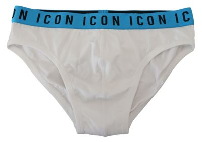 Dsquared² White Icon Logo Cotton Stretch Men Brief Underwear