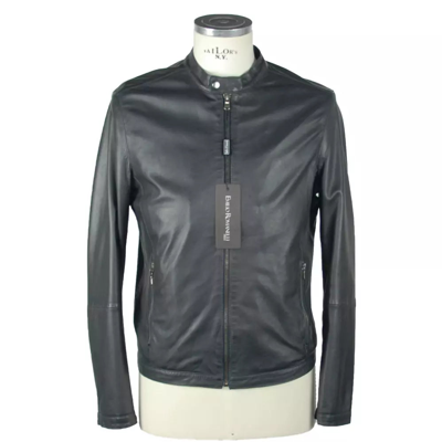 Emilio Romanelli Blue Leather Jacket