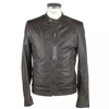 Emilio Romanelli Elegant Brown Leather Zip Jacket In Brown