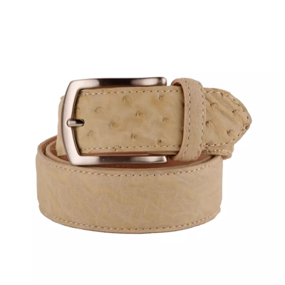 Made In Italy Beige Leather Di Struzzo Belt