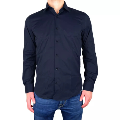 Made In Italy Blue Cotton Shirt