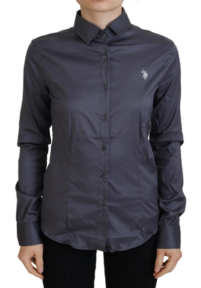 Polo Ralph Lauren Gray Printed Long Sleeves Collared Top