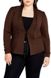 City Chic Piping Praise Ponte Knit Jacket In Truffle