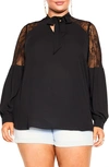 CITY CHIC CITY CHIC LACEY TIE NECK TOP