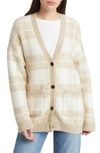 Rails Runi Plaid V-neck Cardigan In Ivory Sand Plaid
