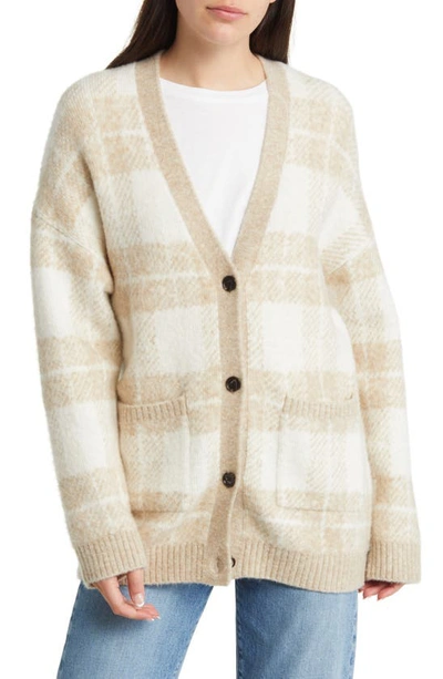 Rails Runi Plaid V-neck Cardigan In Ivory Sand