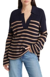 Rails Harris Striped Collared Sweater In Blue