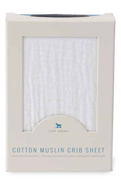 Little Unicorn Cotton Muslin Crib Sheet In White