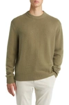 Frame Cashmere Crew Neck Sweater Khaki Green Xxl In Khaki Green
