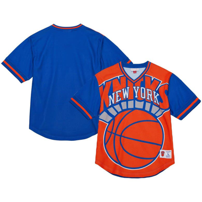 Mitchell & Ness Men's  Orange New York Knicks Jumbotron 3.0 Mesh V-neck T-shirt