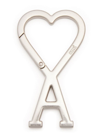 Ami Alexandre Mattiussi Logo-shaped Logo Keyring In Vibrated Silver