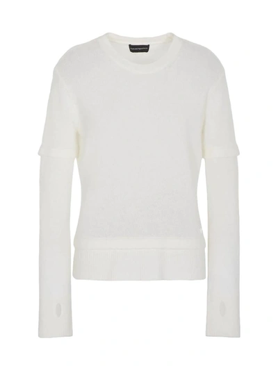 Emporio Armani Sweaters In Bianco Caldo