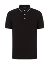 Emporio Armani Eagle Embroidery Piquet Polo Shirt In Black
