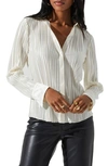 Astr Laurel Pleated Button-up Shirt In Cream
