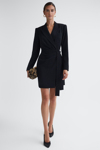 Reiss Black Fitted Double Breasted Mini Dress In Black