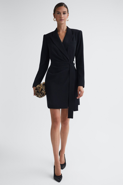 Reiss Black Fitted Double Breasted Mini Dress