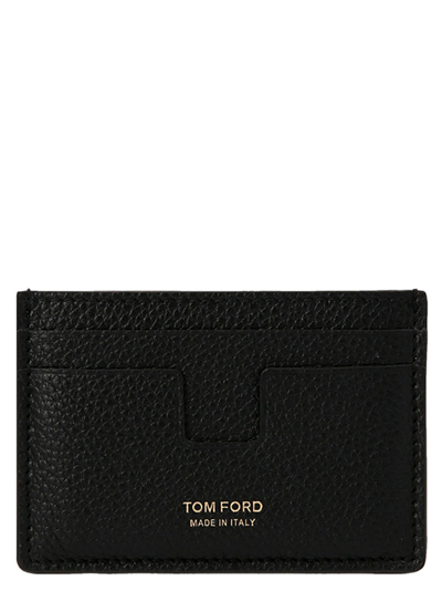 Tom Ford Logo Leather Card Holder Wallets, Card Holders Black