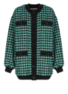 Msgm Houndstooth Tweed Jacket In Green