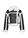 Stand Studio Shearling Trim Cropped Jacket In Black/ Off White