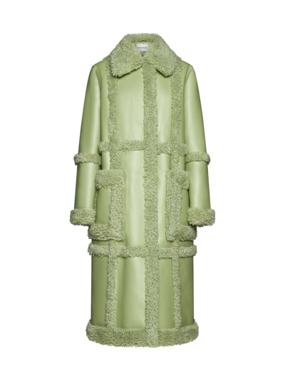 Stand Studio Green Patrice Faux-leather Coat In Sage Green