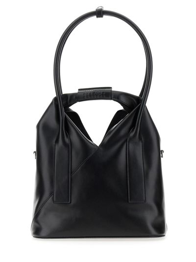 Mm6 Maison Margiela Japanese Leather Shoulder Bag In Black