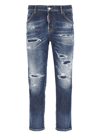 Dsquared2 Vintage Effect Cropped Fit Cool Girl Jeans 16cm In Blue