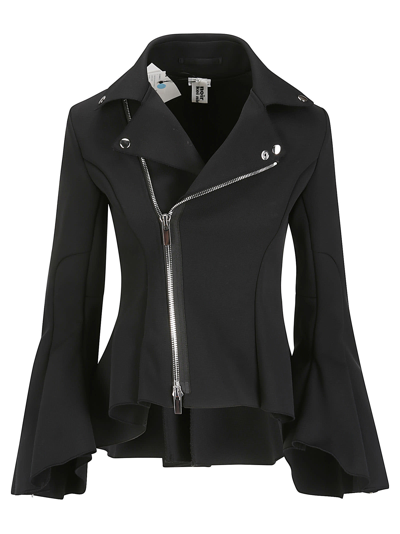 Comme Des Garçons Flare Pleated Zipped Jacket In Black