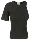 COURRÈGES ASYMETRICAL WAVE RIB KNIT SWEATER