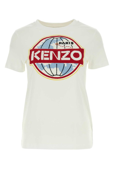 Kenzo Logo Embroidered Crewneck T In White