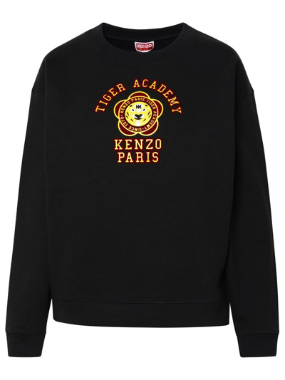 Kenzo Logo Patch Long Sleeved Sweatshirt In Black