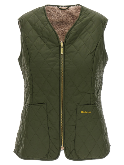 Barbour Logo-embroidered Quilted Gilet In Green
