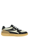 Palm Angels University Panelled Leather Sneakers In White/black
