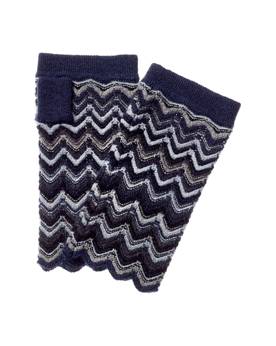Forte Cashmere Zigzag Cashmere Texting Gloves In Blue