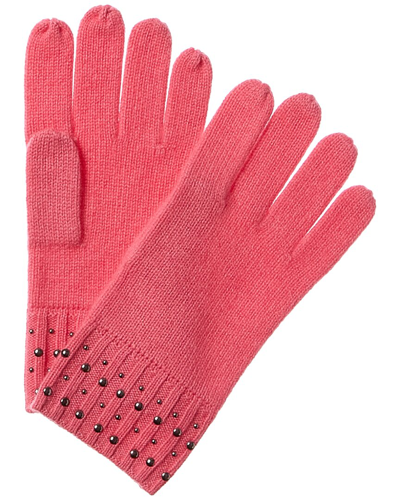 Forte Cashmere Fashion Studded Cashmere Gloves In Pink