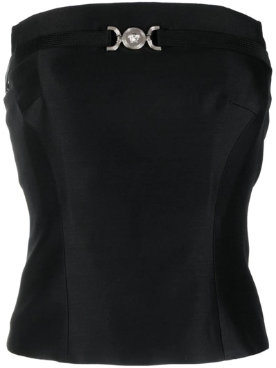 Versace Sleeveless Zipped Top In Black