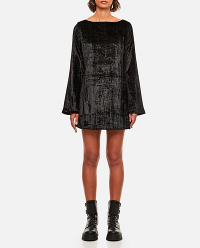 Loulou Studio Alava Viscose Velvet Mini Dress In Black
