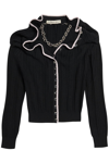 Y/project Ruffle Necklace Cardigan Dress In Black
