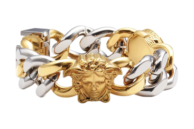 Pre-owned Fendi Fendace Chain Bracelet Versace Gold/silver