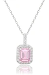 SUZY LEVIAN STERLING SILVER EMERALD CUT SAPPHIRE PENDANT NECKLACE