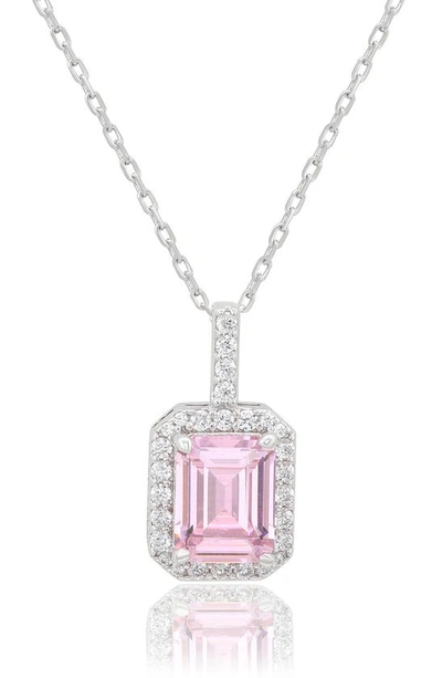SUZY LEVIAN SUZY LEVIAN STERLING SILVER EMERALD CUT SAPPHIRE PENDANT NECKLACE