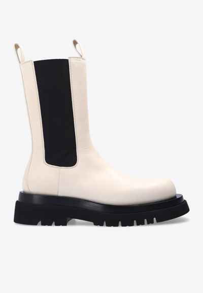 Bottega Veneta Chelsea Leather Ankle Boots In Sea Salt