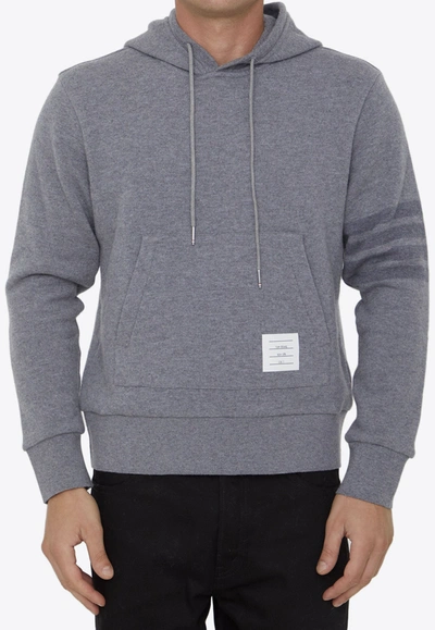 Thom Browne Classic 4-bar Stripe Detail Hooded Sweatshirt In Gray